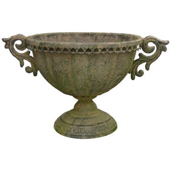 Vase Metall antikgrün oval
