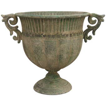 Vase Metall antikgrün rund